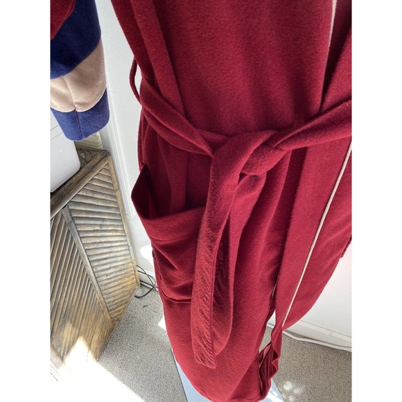 Vintage Mens Robe 80s 90s Retro Velour Color Block Pockets Belted Super Soft - Picture 7 of 10